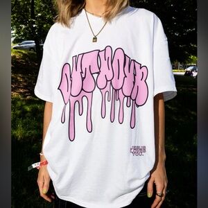 White and Pink Graphic Tee